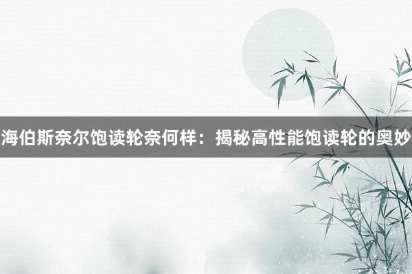 海伯斯奈尔饱读轮奈何样：揭秘高性能饱读轮的奥妙